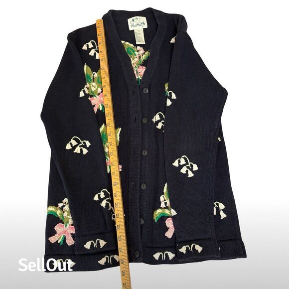 Quacker Factory Vintage Floral Embroidered Cardigan Sweater XS Blue - Picture 3 of 5